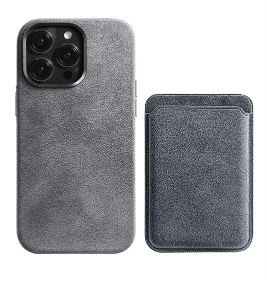 Limited Edition - iPhone Alcantara Case + Magsafe Wallet - Nardo Gray