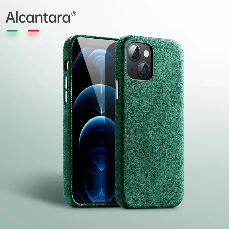iPhone + Magsafe Plånbok - Alcantara Fodral - Midnattsgrön - Combi Deal 